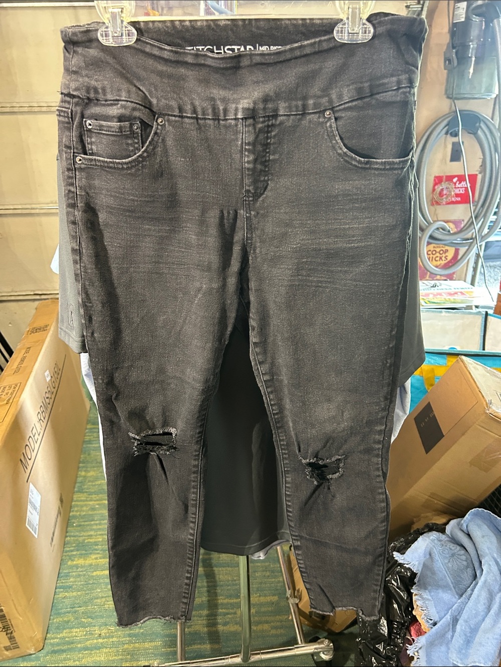Witchery Washed Black Skinny Jeans with Knee Rips